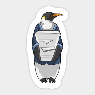Penguin as Secretary with Stack of paper Sticker